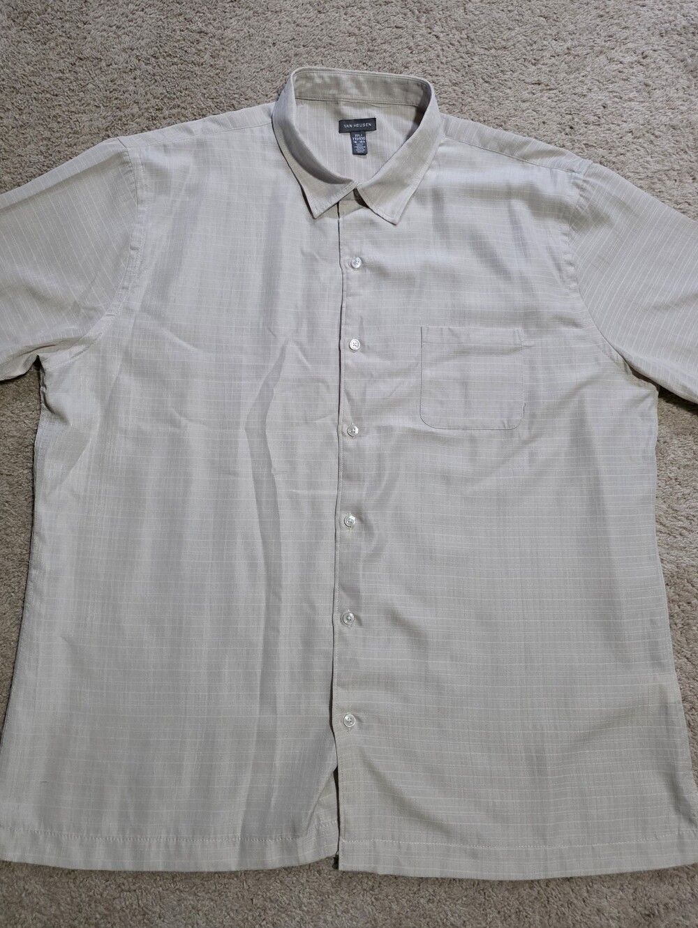 🌅 Van Heusen Men's Short Sleeve Button-Down Shirt – XXL, CreamAvena Color
